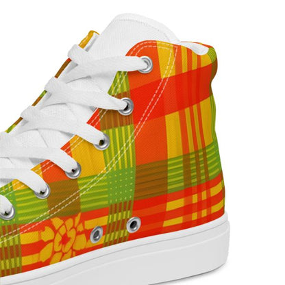 Baskets Hautes Madras en Toile pour Femme