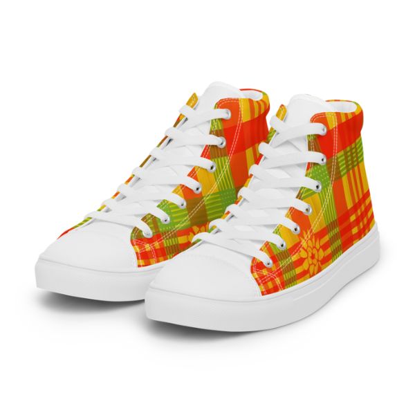 Baskets Hautes Madras en Toile pour Femme