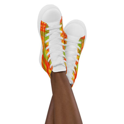 Baskets Hautes Madras en Toile pour Femme