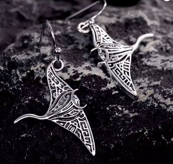 Boucles d'Oreilles Raie Manta Polynésiennes - Hina