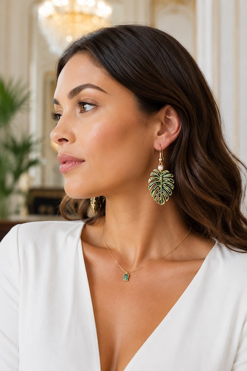 Boucles d'Oreilles Polynésiennes - Feuille de Uru