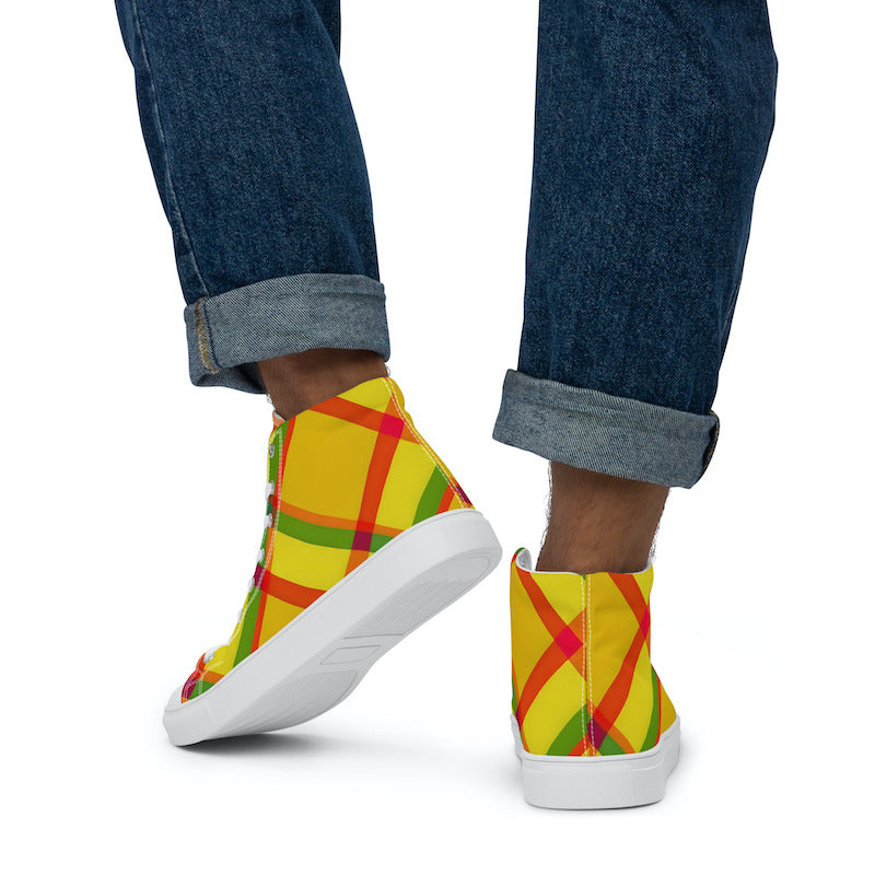 Baskets hautes en toile Madras Bicolore – Homme