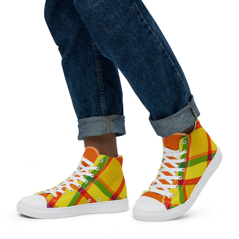 Baskets hautes en toile Madras Bicolore – Homme