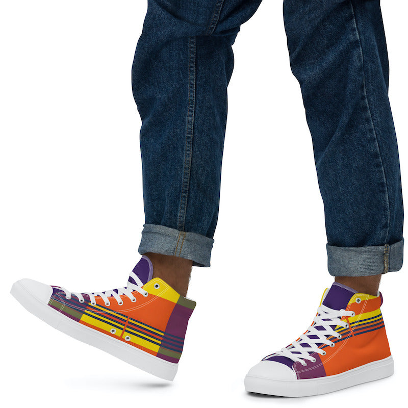 Baskets hautes en toile Madras Bicolore – Homme