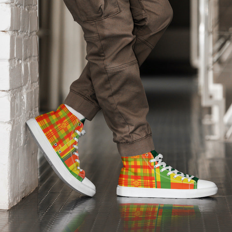 Baskets hautes en toile Madras Bicolore – Homme