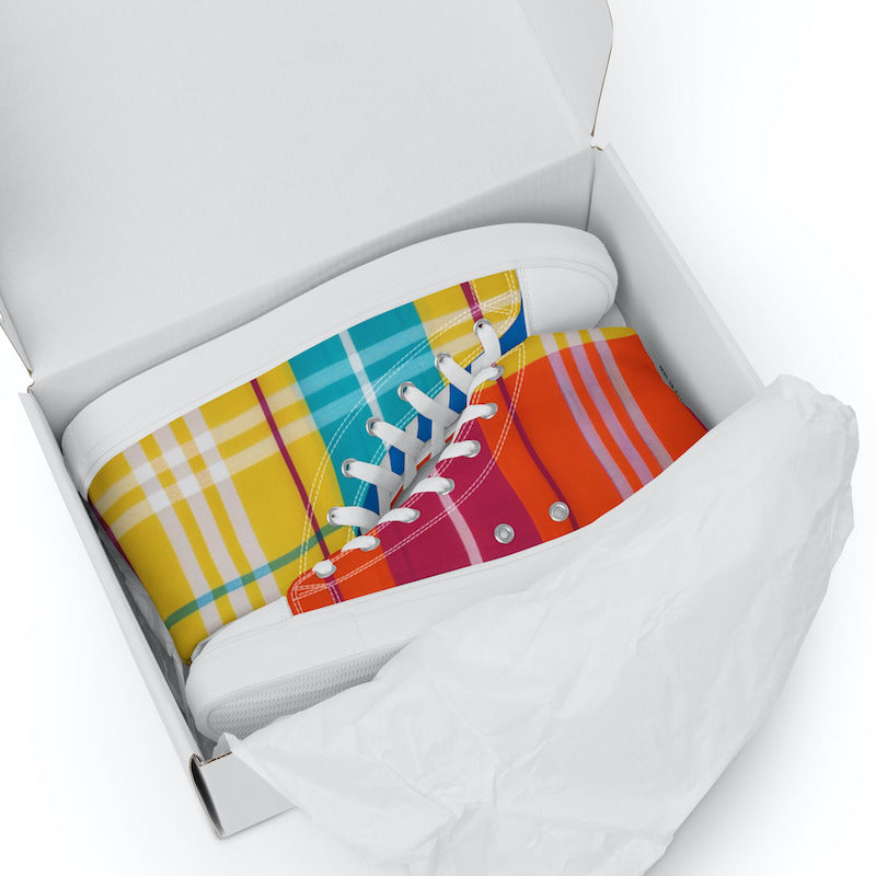 Baskets hautes en toile Madras Bicolore – Homme