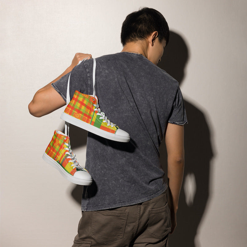 Baskets hautes en toile Madras Bicolore – Homme