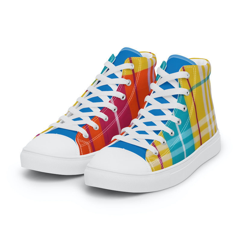 Baskets hautes en toile Madras Bicolore – Homme