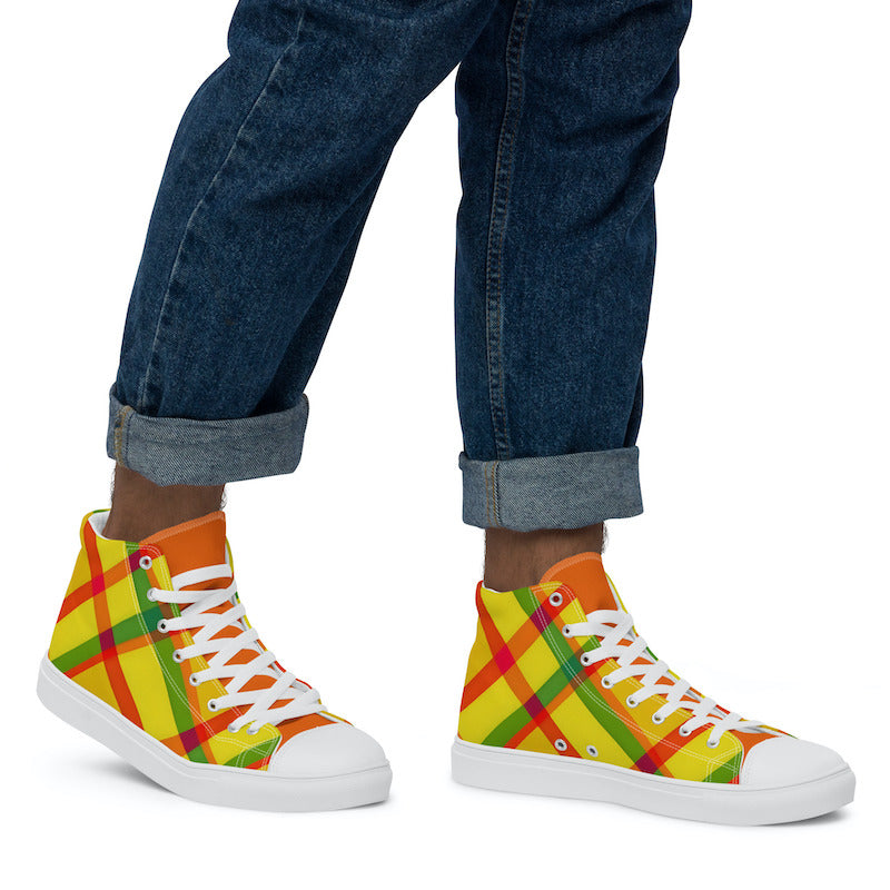 Baskets hautes en toile Madras Bicolore – Homme