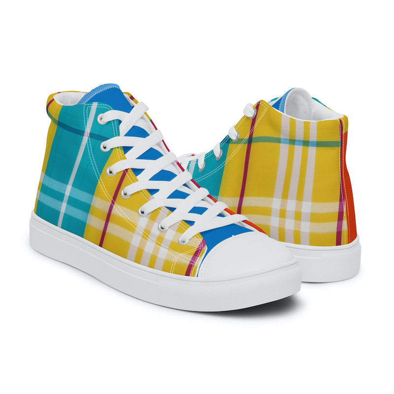 Baskets hautes en toile Madras Bicolore – Homme