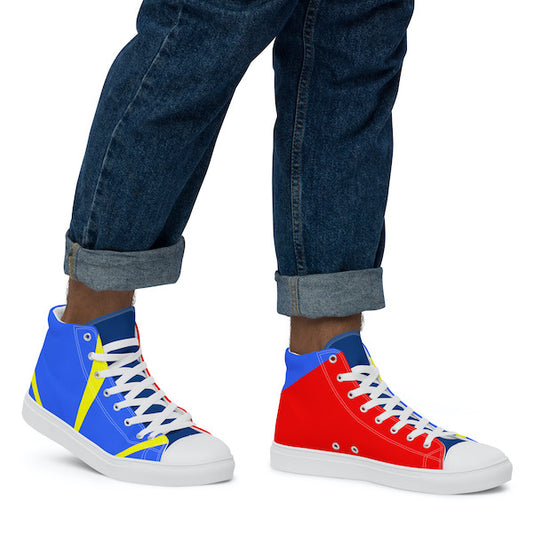 Baskets hautes en toile homme - Aux couleurs du drapeau de la Réunion