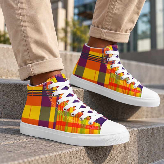 Baskets hautes en toile Madras Bicolore – Homme