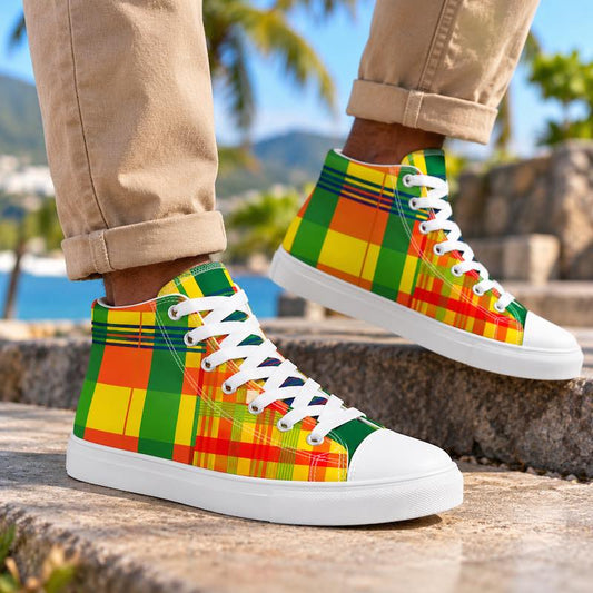 Baskets hautes en toile Madras Bicolore – Homme
