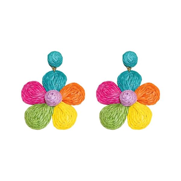 Boucles d'oreilles Colorées fait main en raphia par une créatrice de la Guadeloupe -  Valérie Vestal
