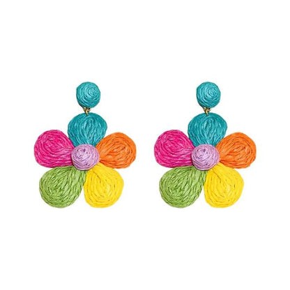 Boucles d'oreilles Colorées fait main en raphia par une créatrice de la Guadeloupe -  Valérie Vestal