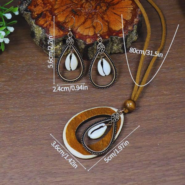 Parure Boucles d'Oreilles en Forme de Goutte d'Eau et Collier Pendentif