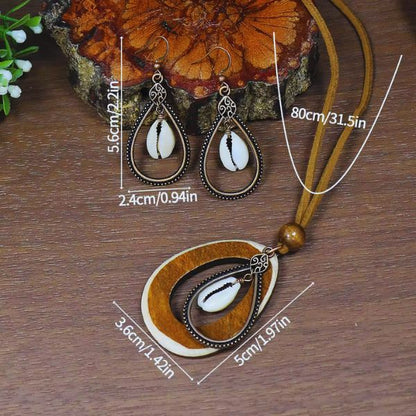 Parure Boucles d'Oreilles en Forme de Goutte d'Eau et Collier Pendentif