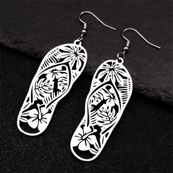 Boucles d'Oreilles Pendantes Tongues de Plage – Esprit Vacances et Élégance Décontractée