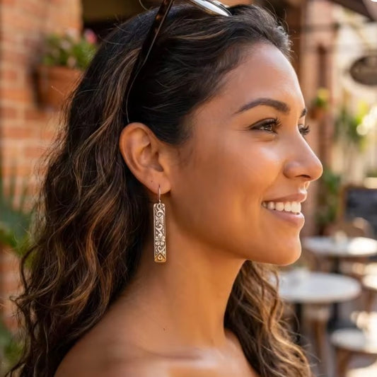 Boucles d’Oreilles Hawaïennes – Motifs Tribaux  - en Acier Inox