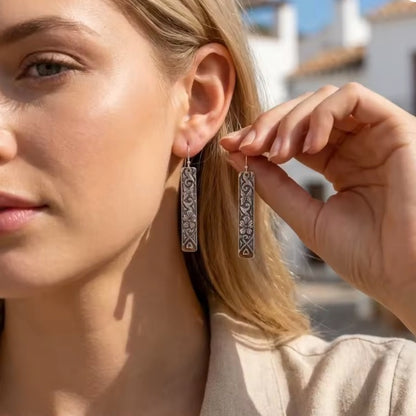 Boucles d’Oreilles Hawaïennes – Motifs Tribaux  - en Acier Inox