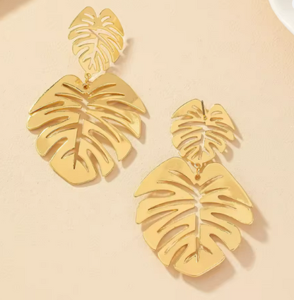 Boucles d'Oreilles Polynésiennes - Feuille de Uru