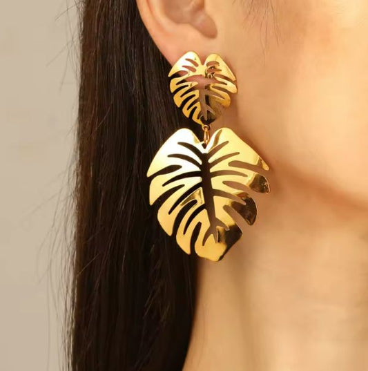 Boucles d'Oreilles Polynésiennes - Feuille de Uru