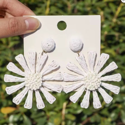 Boucles d’Oreilles Fleur en Raphia – Élégance Naturelle -  Fait Main (Copie)