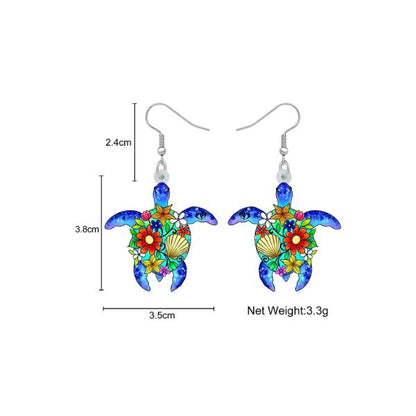 Boucles d’oreilles Acrylique – La Tortue, Symbole des Océans