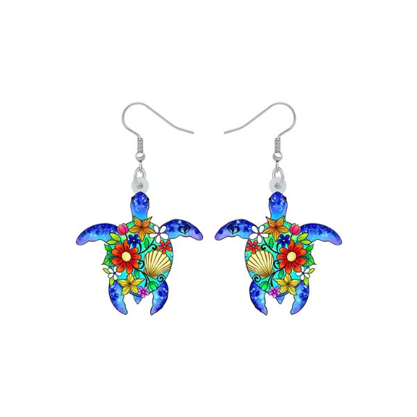 Boucles d’oreilles Acrylique – La Tortue, Symbole des Océans