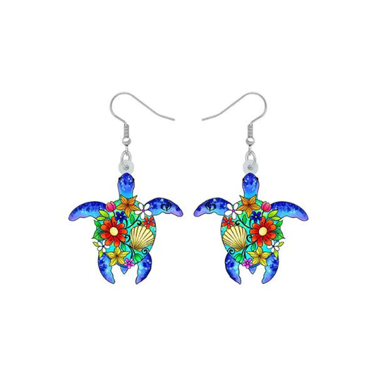 Boucles d’oreilles Acrylique – La Tortue, Symbole des Océans