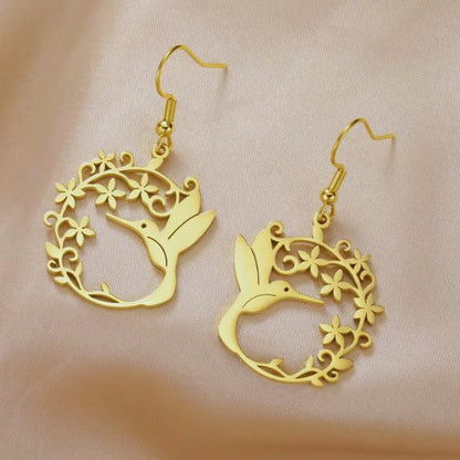 Boucles d'Oreilles Polynésiennes  - Colibri