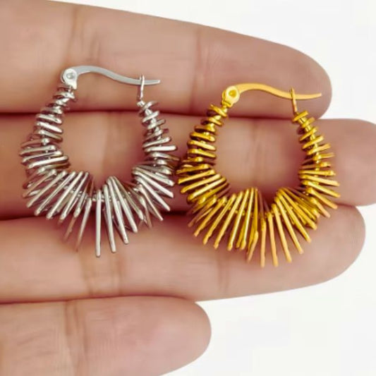 Boucles d'Oreilles Créoles Irrégulières en Acier Inoxydable – Création Unique et Hypoallergénique