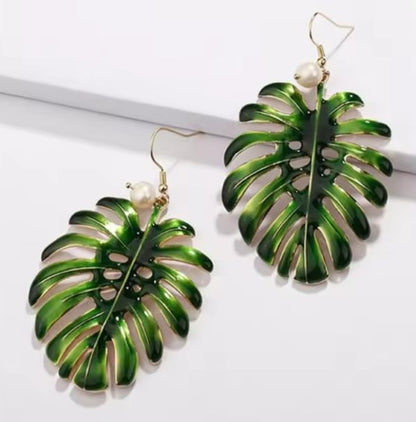 Boucles d'Oreilles Polynésiennes - Feuille de Uru