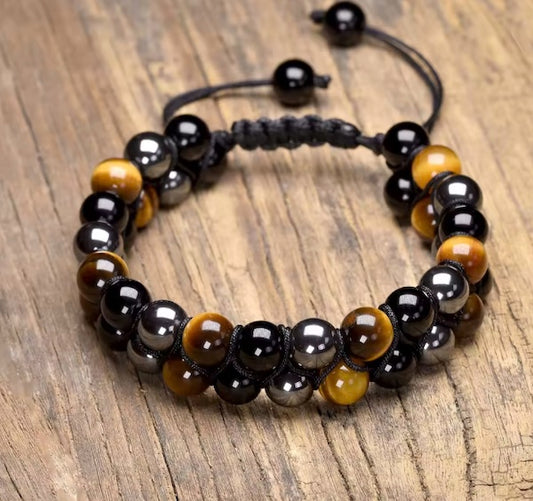 Bracelet en perles Œil de Tigre  Femmes  - Ajustable 18 à 28 cm