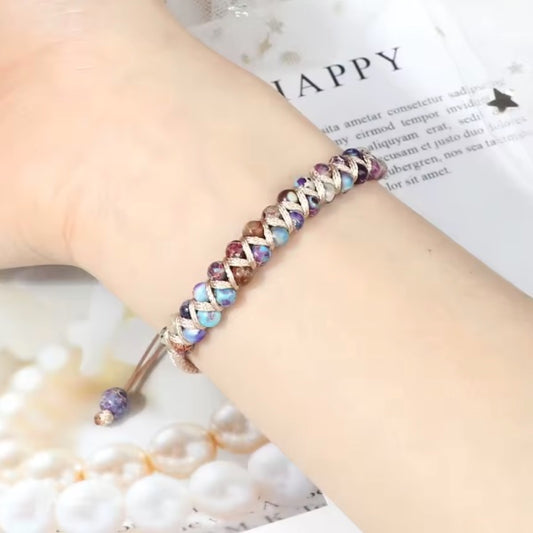 Bracelet en Pierres Naturelles – Élégance Tressée de Madagascar