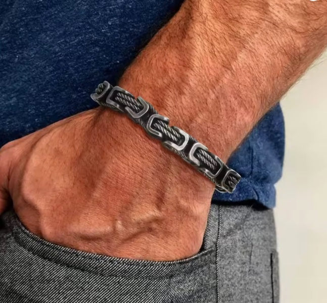 Bracelet Homme - Atoa - Maillons Carrés Oxydés