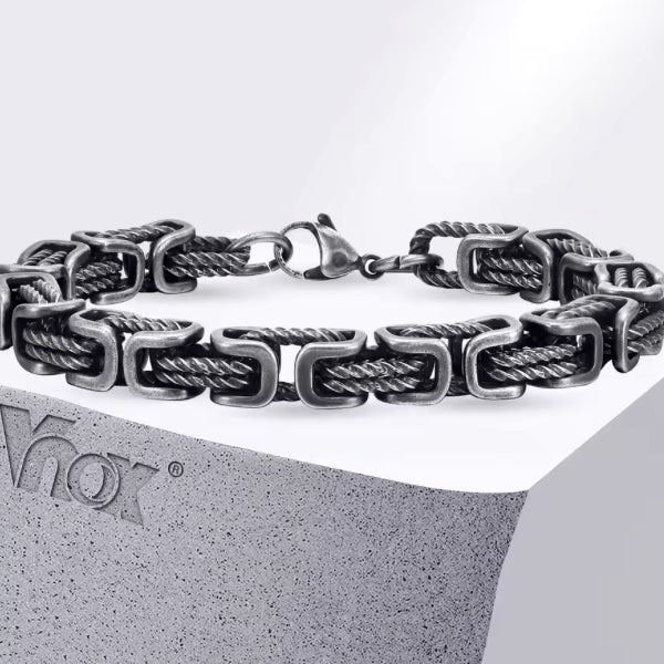Bracelet Vintage en Acier Inoxydable – Style Brut & Masculin