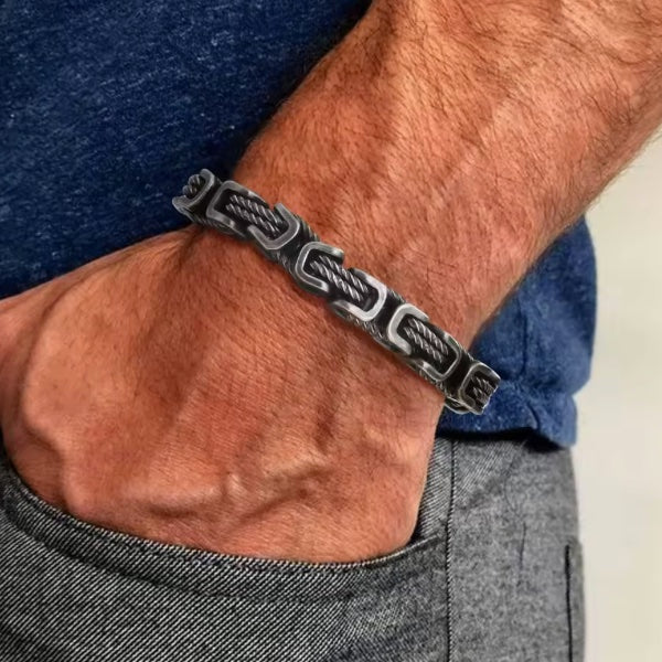 Bracelet Vintage en Acier Inoxydable – Style Brut & Masculin