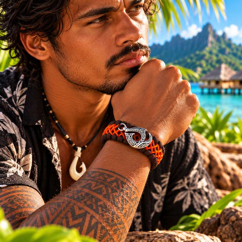 Bracelet Hei Matau Maori Marron – Bracelet Protecteur Inspiré de la Culture et de l’Artisanat Océanien