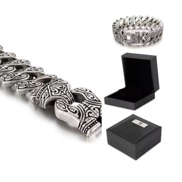 Bracelet Maori Homme en Acier Inoxydable – Force et Héritage Tribal