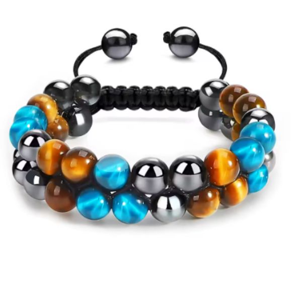Bracelet en perles Œil de Tigre  Femmes  - Longueur ajustable 18 à 28 cm