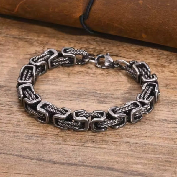 Bracelet Vintage en Acier Inoxydable – Style Brut & Masculin