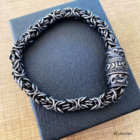 Bracelet Maori Homme en Acier Inoxydable – Élégance et Symbole Tribal