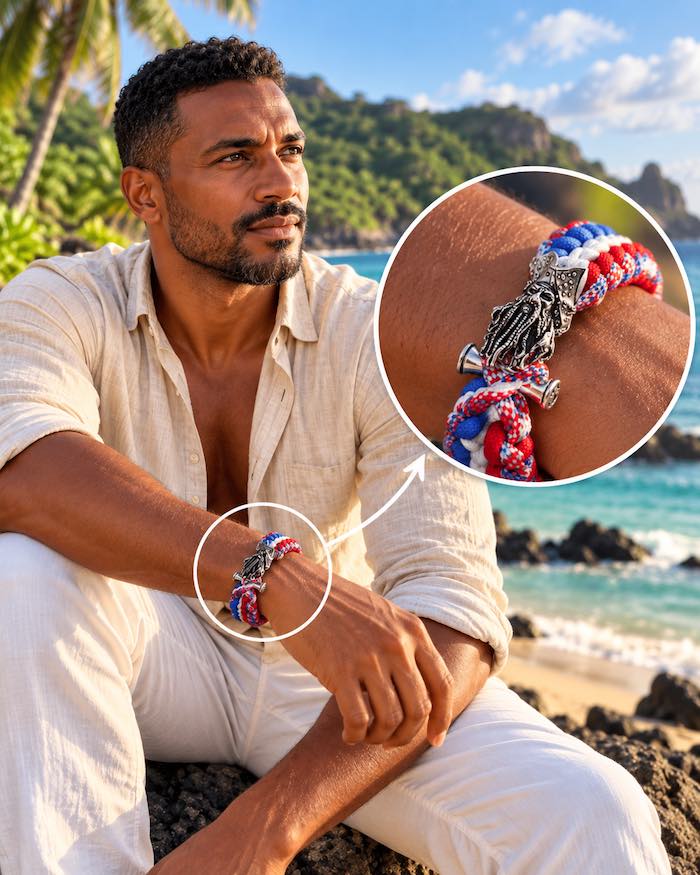 Bracelet tressé pour homme - Pirate des Caraïbes