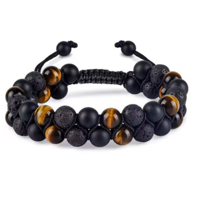 Bracelet en perles Œil de Tigre  Femmes  - Longueur ajustable 18 à 28 cm
