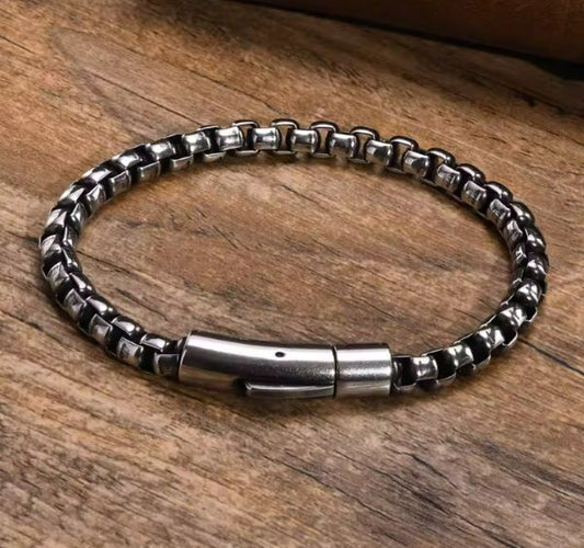 Bracelet Chaîne pour Hommes – Acier Inoxydable Vieilli