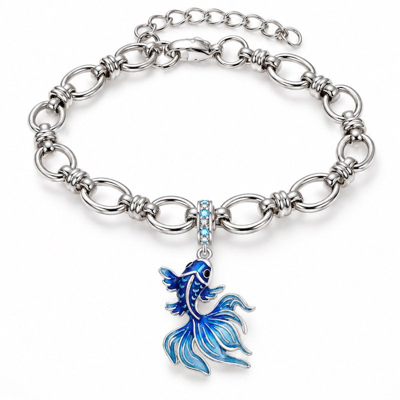 Bracelet argenté Kavina – Poisson bleu -  Ile Maurice