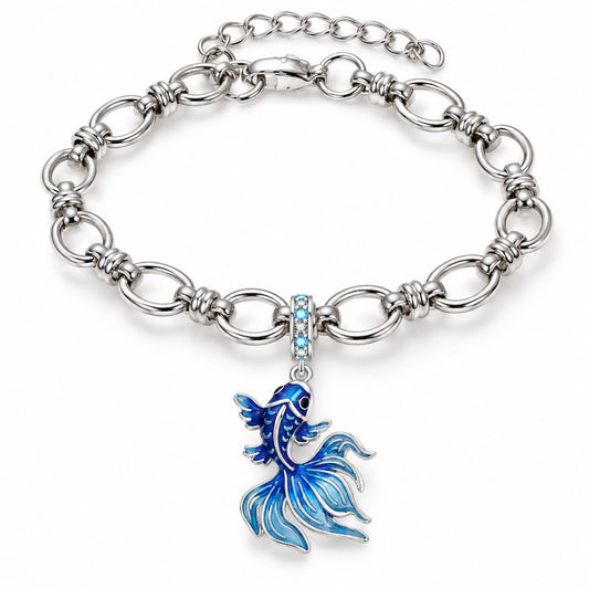 Bracelet argenté Kavina – Poisson bleu -  Ile Maurice