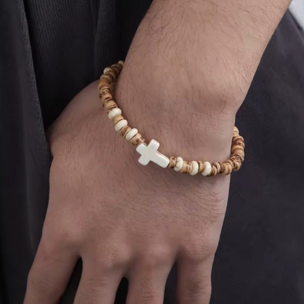 Bracelet Homme coquille Noix de Coco et Bois – Artisanat Authentique de Guadeloupe