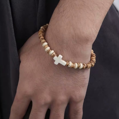 Bracelet Homme coquille Noix de Coco et Bois – Artisanat Authentique de Guadeloupe